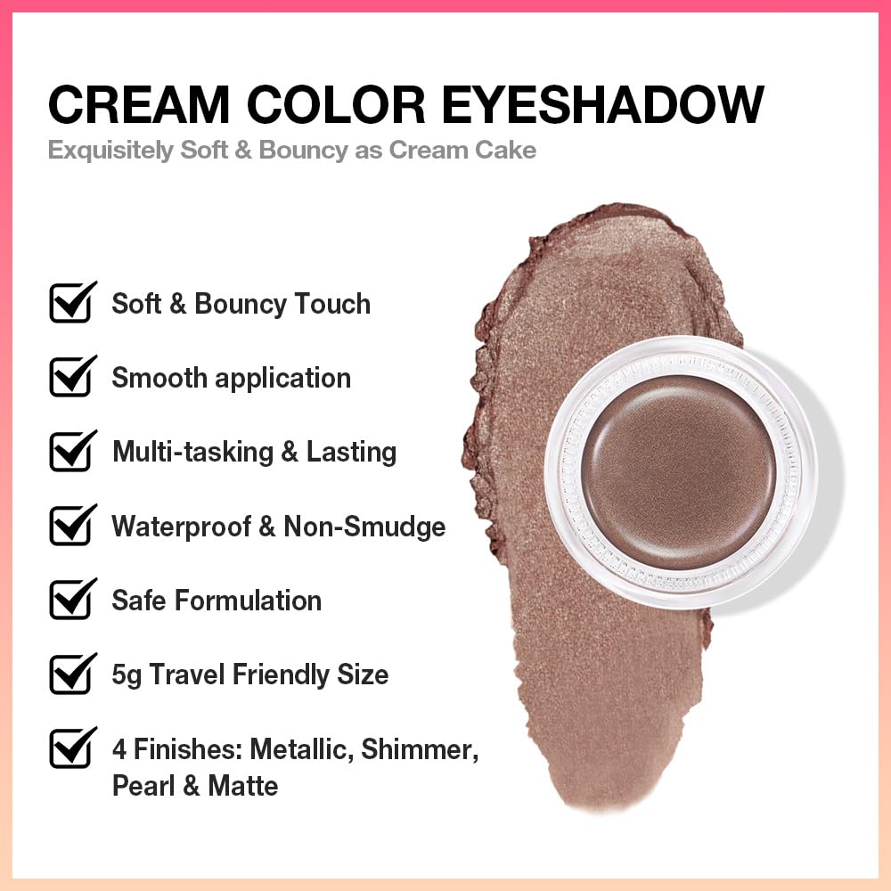 Kaely Single Cream Eyeshadow Pot, Bronze Shimmer Eye Shadow for Older Women High Pigmented Waterproof, Natural Eyeshadow Palette Makeup Brightener, sombras en crema para ojos, Blendable, 20-Velvo Beauty