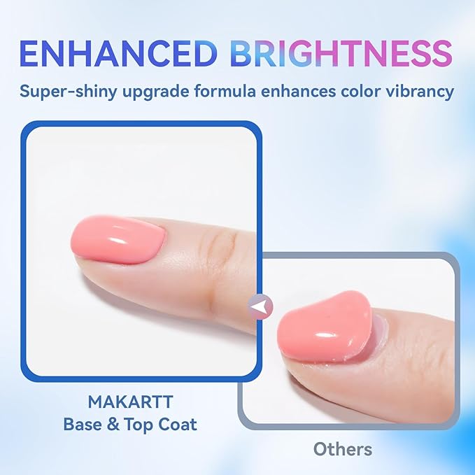 Makartt 2 Pcs Gel Top Coat and Base Coat Set - No Wipe Shine Finish Soak Off Base Top Coat Long Lasting for Gel Nail Polish, LED UV Lamp Need, Salon Quality Nail Manicure Gifts, 10ML-Velvo Beauty