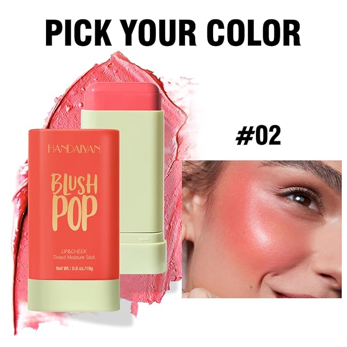 Multi-Use Makeup Blush Stick, Beauty Tinted Solid Blush Stick, 3-in-1 Cream Blush Stick for Cheek/Eyes/Lips, Waterproof Moisturizer Stick, Suitable for All Skin (02# Coral Orange)-Velvo Beauty