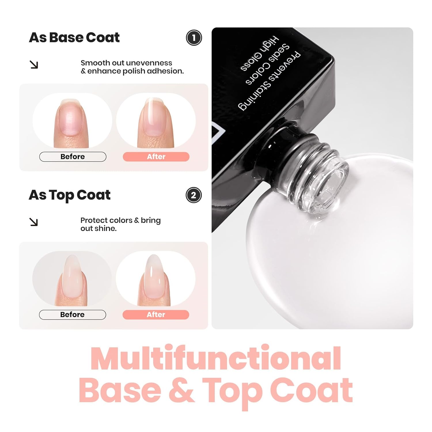 Beetles Sheer Light Nude Pink Nail Polish With 2 in 1 Base & Top Coat Set, Fast Drying & Nail Strengthen, Nail Lacquer Peach Liqueur, No UV Lamp Needed Nail Art Gifts for Women-Velvo Beauty