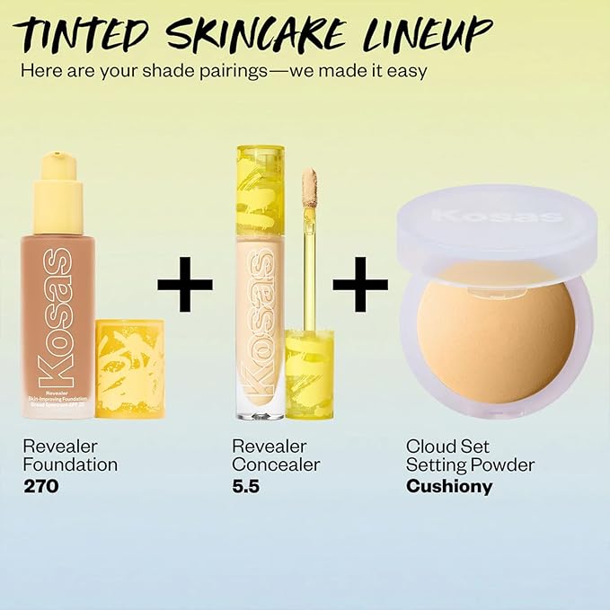 Kosas Revealer Skin-Improving Foundation with SPF 25 Protection - Hydrate, Brighten, Soothe, Plump, Protect Skin - Smoothing Texture, Natural Finish and Clean Formula - Medium Tan Olive 270-Velvo Beauty