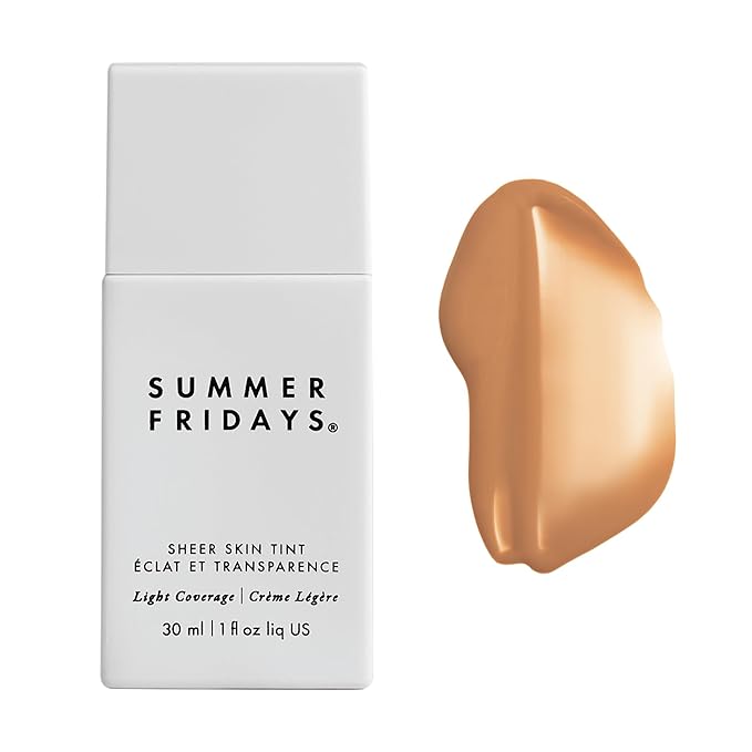 Summer Fridays Sheer Skin Tint - Skin Tint with Hyaluronic Acid - Helps Diminish Uneven Skin Tone - Sheer to Light Coverage - Shade 6 - Medium Tan with Warm Golden Undertones (1 Fl Oz)-Velvo Beauty