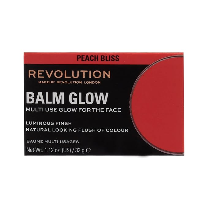 Revolution, Balm Glow, Multi-Use Balm for Cheeks, Eyes & Lips, Buildable Formula, Dewy Finish, Peach Bliss, 1.12 Oz.-Velvo Beauty