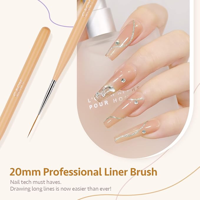 GAOY 8 Pcs Nail Brushes for Nail Art, Nail Design Tools for Nail Detail Painting, French Liner and Dotting Pens for Nail DIY-Velvo Beauty