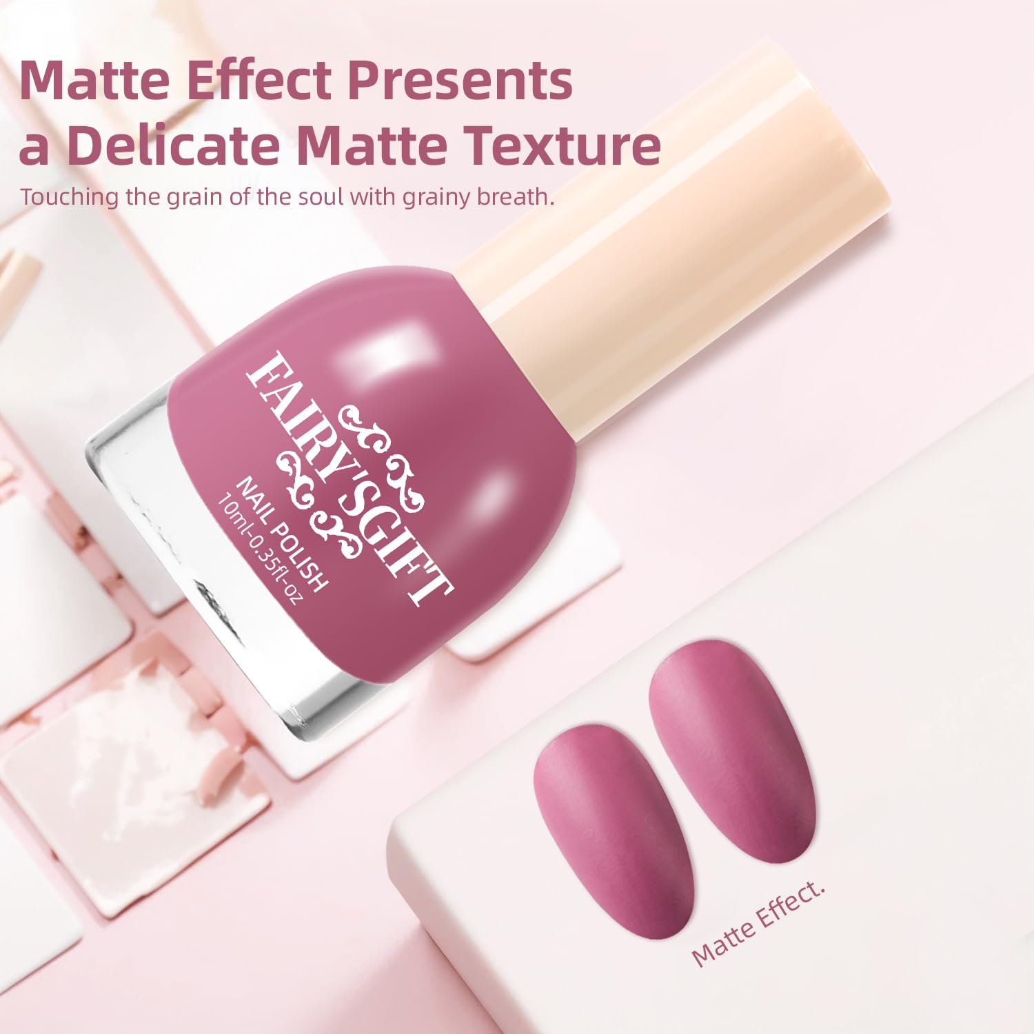 Matte Nail Polish Quick Dry Nail Lacquer for Nail Art Varnish, Mist Effect Matte Finish Velvet Nail Polish, 0.35 fl oz (Glamour Purple-24, 10 ML)-Velvo Beauty