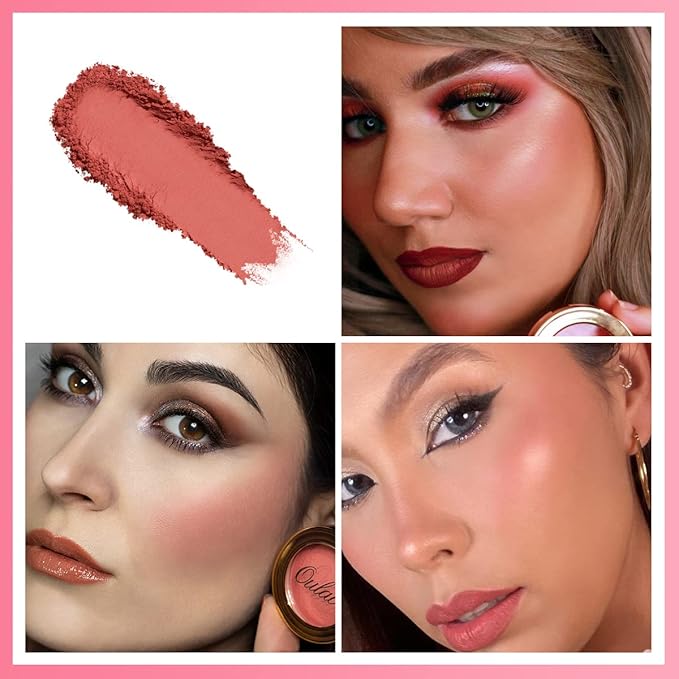 OULAC Matte Blush Makeup| Highly Pigmented Cream Blush| Natural Matte Glow| Shape & Highlight Face| Cruelty-Free Blush with Rose Oil| 08 The Miracle (matte bright coral) 4.8g-Velvo Beauty
