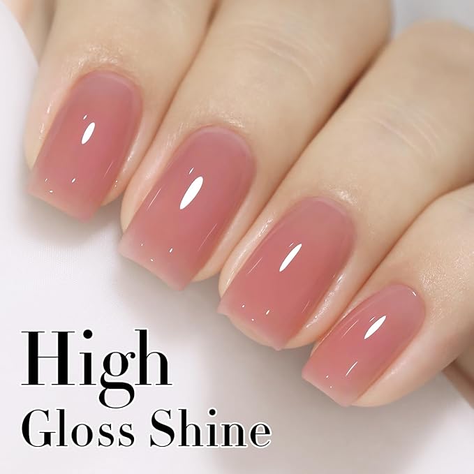 Double Rhythm Gel Polish Translucent Sheer Neutral Natural Light Milky Same Color Same Bottle 15ML Jelly Polish Art DIY at Home (Sheer Pink Nude-A1385)-Velvo Beauty
