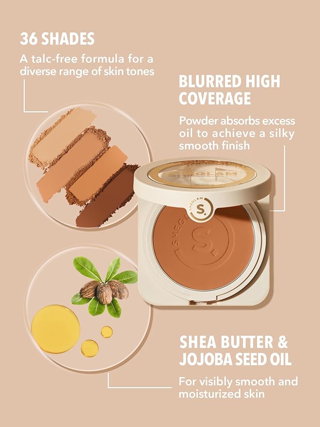 SHEGLAM SKin-Focus Full Coverage Powder Foundation Oil-Control Lightweight Face Pressed Powder Makeup-Walnut-Velvo Beauty