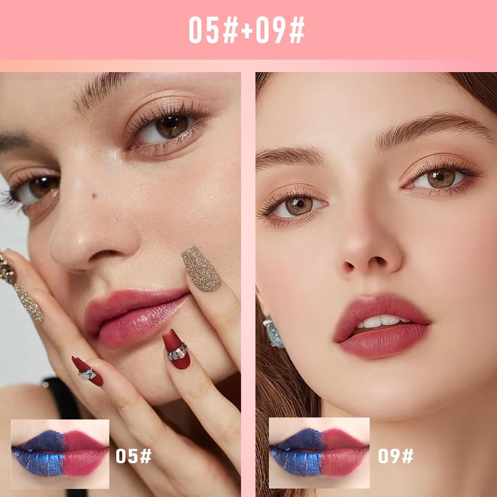 Lip Stain Peel Off Set–Long Lasting Waterproof Lip Tint, Smudge Proof Transfer Resistant Lip Stains Tattoo,High Pigment Matte Lip Color, Kiss Proof Peel Off Lip Stain Masque, Stay Lip Makeup 05+09-Velvo Beauty