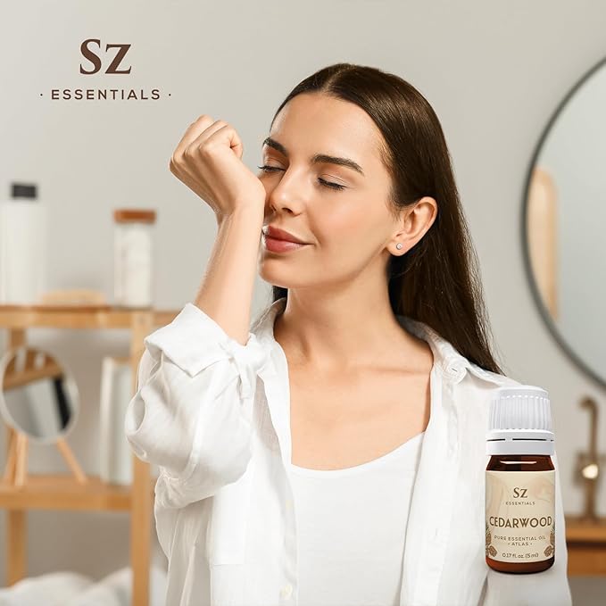 Cedarwood Essential Oil (Cedrus Atlantica) – Therapeutic Grade, 100% Pure & Natural with Soothing Woodsy Aroma for Relaxation, Aromatherapy, Skin Care & Diffuser - 0.17 fl oz. (5ml)-Velvo Beauty