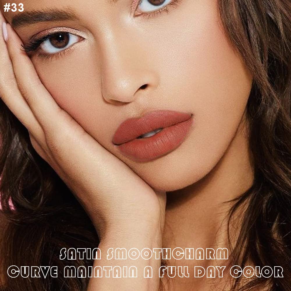 evpct 2Pcs Reddish Brown Neutral Color Lip Liner and Matte Lipstick Makeup Sets Vegan Lipstick Lip Liner and Gloss Set Lip Stain Long Lasting Waterproof 24 33#-Velvo Beauty