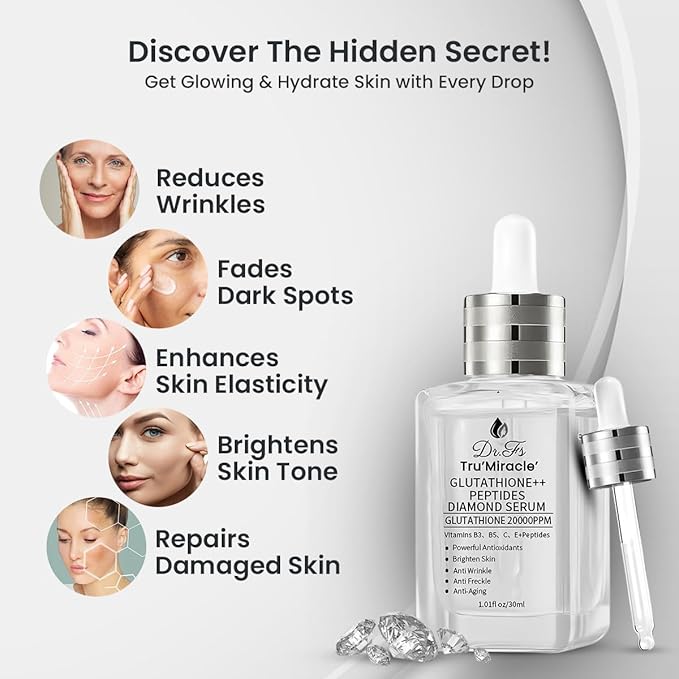 Glutathione Serum with 5+Peptides -20,000ppm Glutathione brightening 50X dark spot Serum for Face- Hyperpigmentation Serum, Anitoxidants B3,B5 C E Niacinamide fights Aging Signs [5 serum in 1]-Velvo Beauty