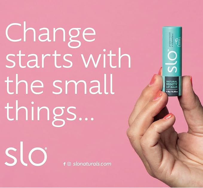 Slo | Natural Lip Balm - All Natural Ingredients, Vegan & Cruelty Free, Hydrating & Soothing, Plastic Free, Paper Packaging | Peppermint + Vitamin E, 0.28oz-Velvo Beauty