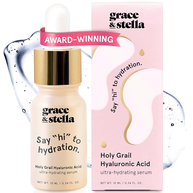 grace & stella Award Winning Hyaluronic Acid Serum (10ml/0.34 fl oz) Hyaluronic Acid Serum for Face - Acido Hialuronico Face Serums for Women - Hydrating, Remove Fine Lines, Wrinkles - Anti Aging-Velvo Beauty
