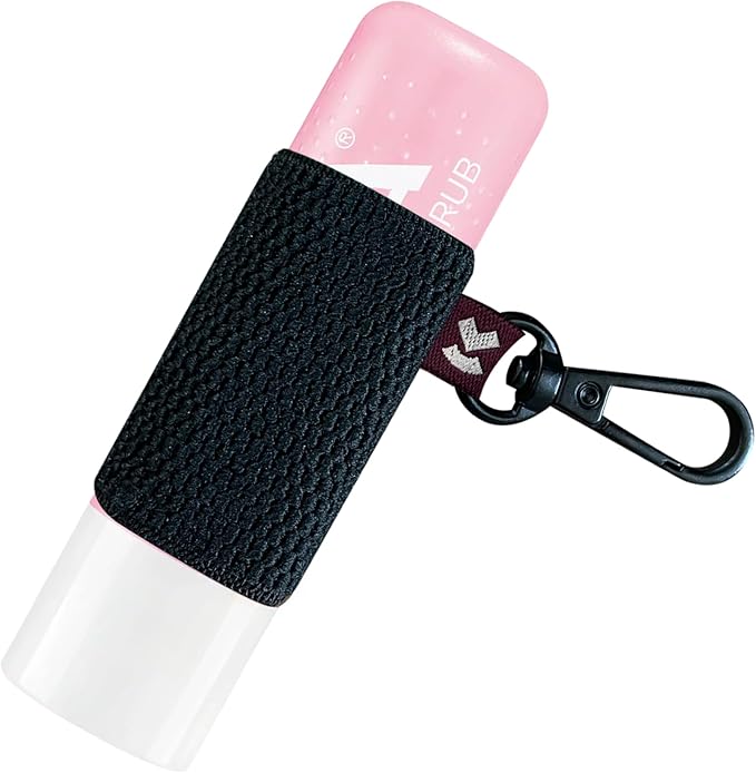 LipBalm Holder with Keychain, Lipstick Holder Keychain, Lip Gloss Holder Keychain, Never Lose Your Lip Balm, Lip Gloss or Lipstick with Cute Elastic Lip Balm Keychain Holder (Black)-Velvo Beauty