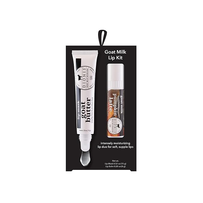 Dionis Goat Butter Overnight Lip Mask & Lip Balm Kit - Goat Milk, Jojoba & Moringa Oils Moisturize & Repair Chapped Lips Overnight while Lip Balm Keeps Moisture Locked In All Day, Pumpkin-Velvo Beauty