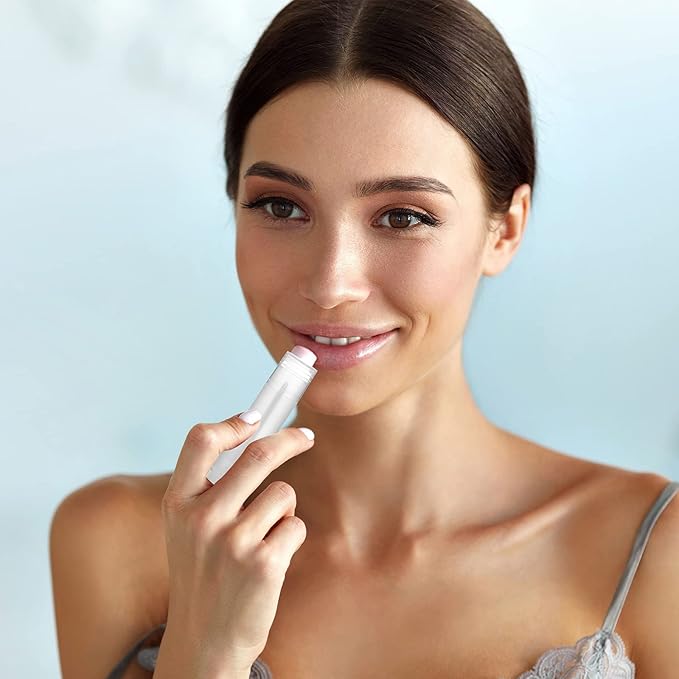 50 Pcs Lip Balm Containers Tubes Empty 3/16 oz Clear Lip Tubes and Shrink Wrap, Lip Gloss Tubes Lip Balm Containers with White Caps Twist Tubes for making Gifts, Travel-Velvo Beauty