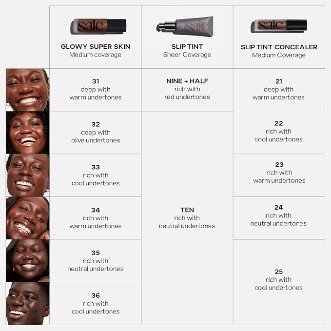 Saie Slip Tint Tinted Moisturizer with SPF 35 - Light Coverage, Glowy Skin Tint & Mineral Sunscreen for Face with Hydrating Hyaluronic Acid - Summer Makeup Essential - Shade Ten (1.35 oz)-Velvo Beauty