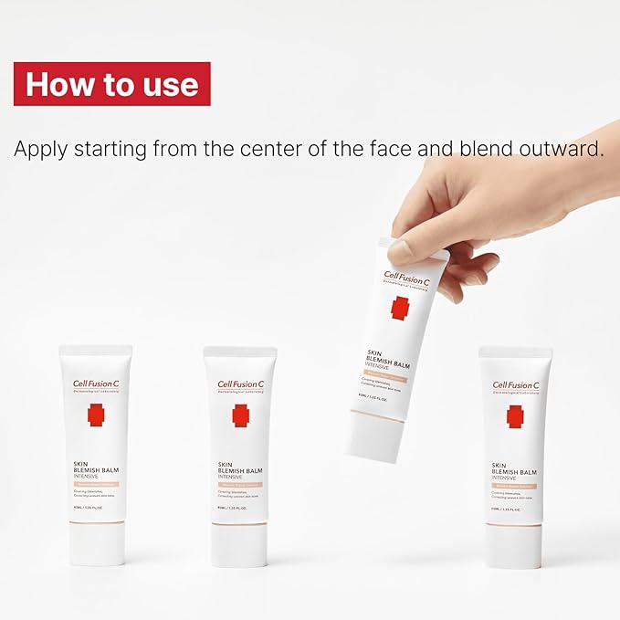 Cell Fusion C Skin Blemish Balm Intensive, Hydrating Tinted Moisturizer for Lighter to Medium Skin Tones, Correcting Redness and Blemish, 1.35 fl.oz-Velvo Beauty