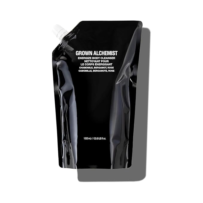 Grown Alchemist Energize Body Cleanser Refill Pouch. Chamomile, Bergamot & Rose Body Cleanser. Gentle Body Wash. Hydrates & Cleanses Skin, (1L).-Velvo Beauty
