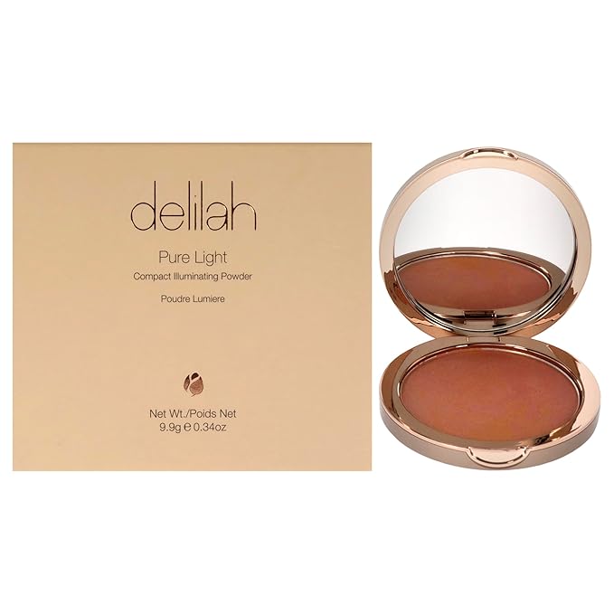 delilah - Pure Light Compact Illuminating Powder - Lustre - Lightweight, Long Lasting, Loose Setting Powder Face Makeup For Brightening And Radiant Finish - Light Coverage - Vegan-Cruelty Free-0.34 oz-Velvo Beauty