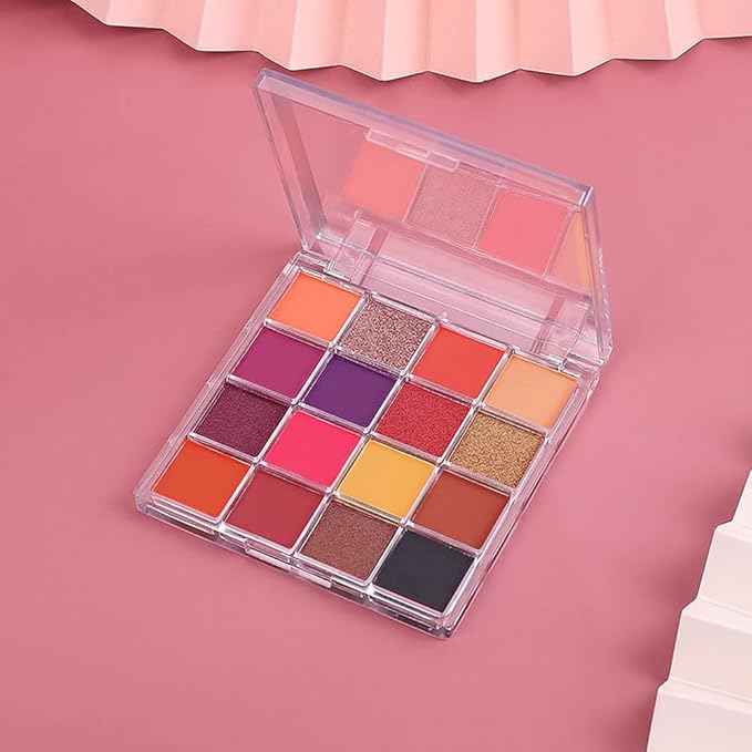 16 Girds Colorful Matte Shimmer Eyeshadow Palette for Eye Makeup,High Pigmented Eye Shadow Primers Powder Palet de sombras de ojos-Glitter Color#-Velvo Beauty