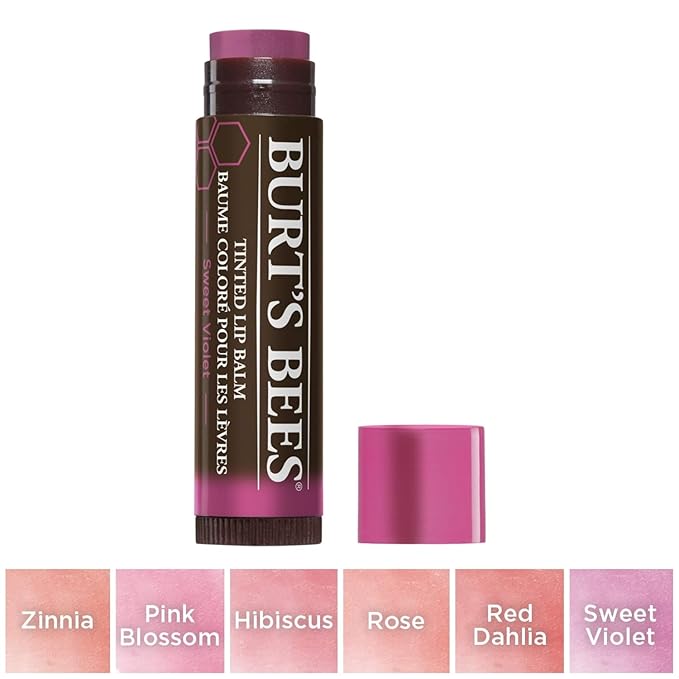 Burt's Bees 100% Natural Tinted Lip Balm, Sweet Violet with Shea Butter & Botanical Waxes - 1 Tube-Velvo Beauty