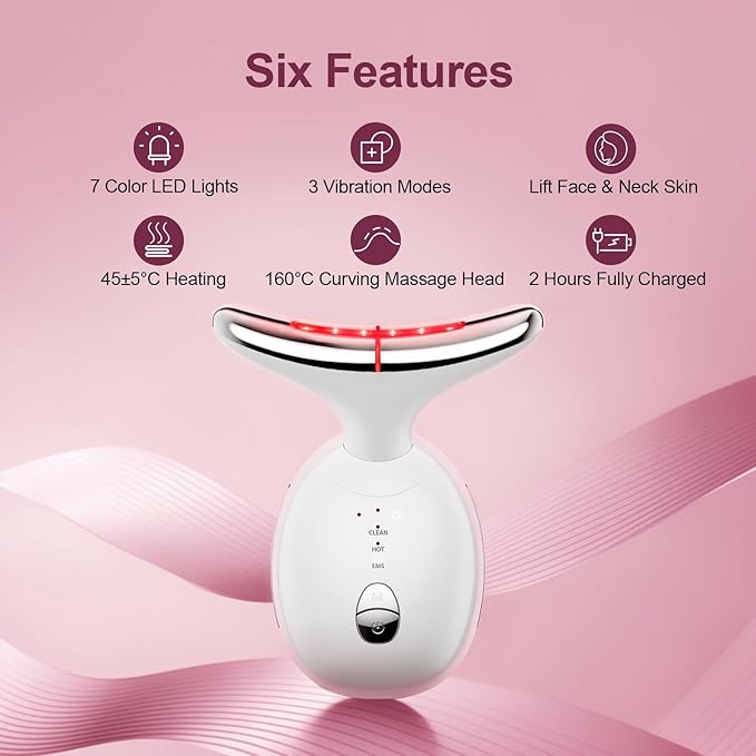 Facial & Neck Massager: Red Light Therapy for Women, Skin Lifting Beauty Device,7 in 1 LED Facial Sculptor Tool for Women's Daily Skincare-Velvo Beauty