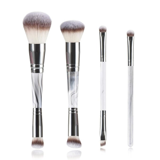 4 pcs makeup brushes, double head makeup brush set, loose powder powder blusher foundation make-up concealer eye shadow eyebrow brush, multi-purpose makeup tools-Velvo Beauty
