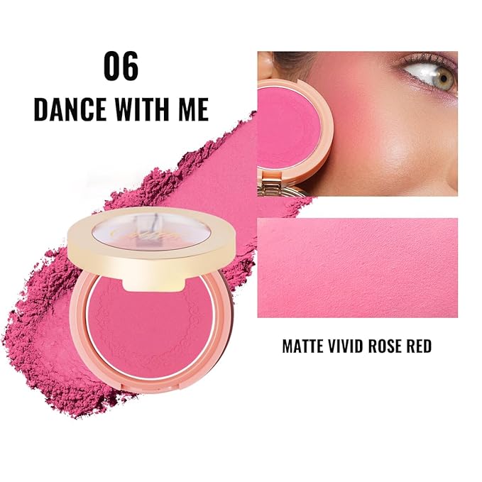 Oulac Barbie Pink Blush Makeup| Highly Pigmented Cream Blush| Natural Matte Glow| Shape & Highlight Face| Cruelty-Free Blush with Rose Oil| Rose Red Blush 4.8g-Velvo Beauty