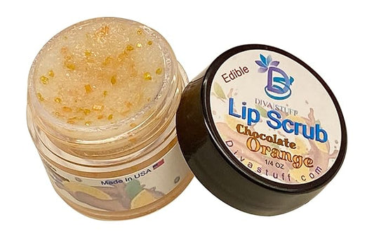 Diva Stuff Ultra Hydrating Lip Scrub for Soft Lips, Gentle Exfoliation, Moisturizer & Conditioner, ¼ oz - Made in the USA (Chocolate Orange)-Velvo Beauty