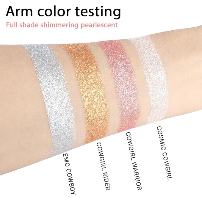 4 Colors Highlight Silver Gold Eyeshadow Palette, SHANY Cosmetics Shimmer Eyeshadow Palette, Cruelty-Free and Vegan Formula, Glitter Shimmer Eyeshadow for Professional Makeup-Velvo Beauty