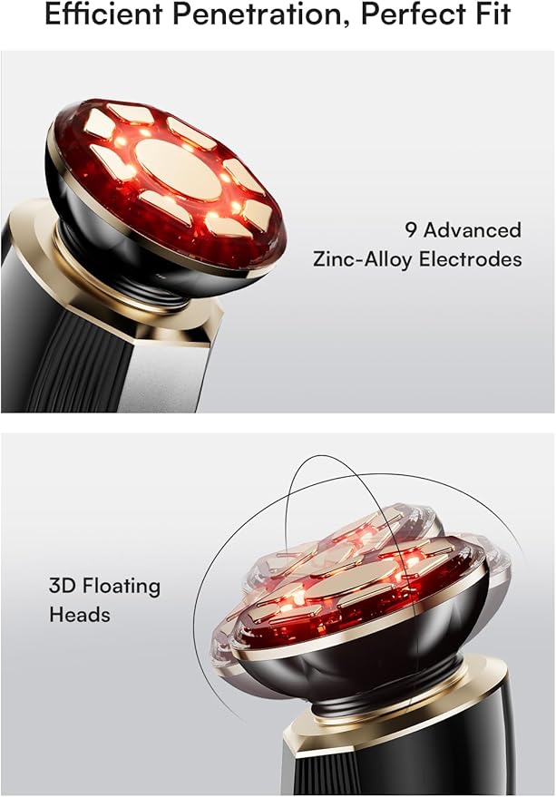 INIA Micro-Current Facial Device, 3-in-1 Facial Massager Red Light Therapy for Face and Neck True Beauty Glow Device Effective for Wrinkle and Puffiness-Velvo Beauty