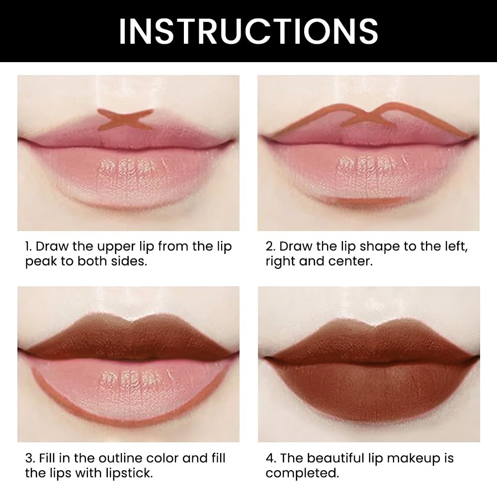 Kaely 2-in-1 Dark Deep Brown Matte Lip Liner & Lipstick Combo Set Kit for Women, Magic Neutral Lipstick 24 Hours Original Lips Liner Pencil Stain Gloss Makeup Long Lasting Waterproof 39-Velvo Beauty