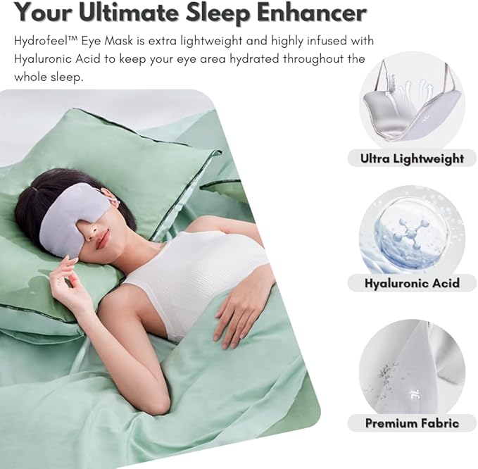 7C Soft Sleep Mask - Eye Mask - Hyaluronic Acid Anti-Aging Under Eye Cover with Adjustable Ear Elastic Straps for Full Night Sleep, Nap, Reduces Puffy Eyes Gifts-Velvo Beauty