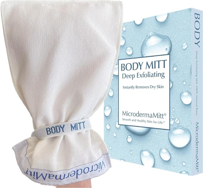 MicrodermaMitt Deep Exfoliating Mitt for Shower - Premium Dead Skin Remover & Exfoliator Body Scrubber - Turkish Kese Glove for Keratosis Pilaris - Natural Skin Care for Smooth, Radiant Results-Velvo Beauty