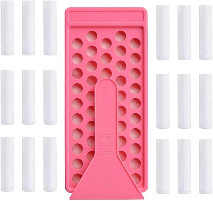 50 Lip Balm Container Kit with Filling Tray and Spatula, Round Tube Refillable Empty Tube 3 Colors, 0.15 oz, BPA Free, for DIY Homemade Lipstick Lipstick (50 white kits,)-Velvo Beauty