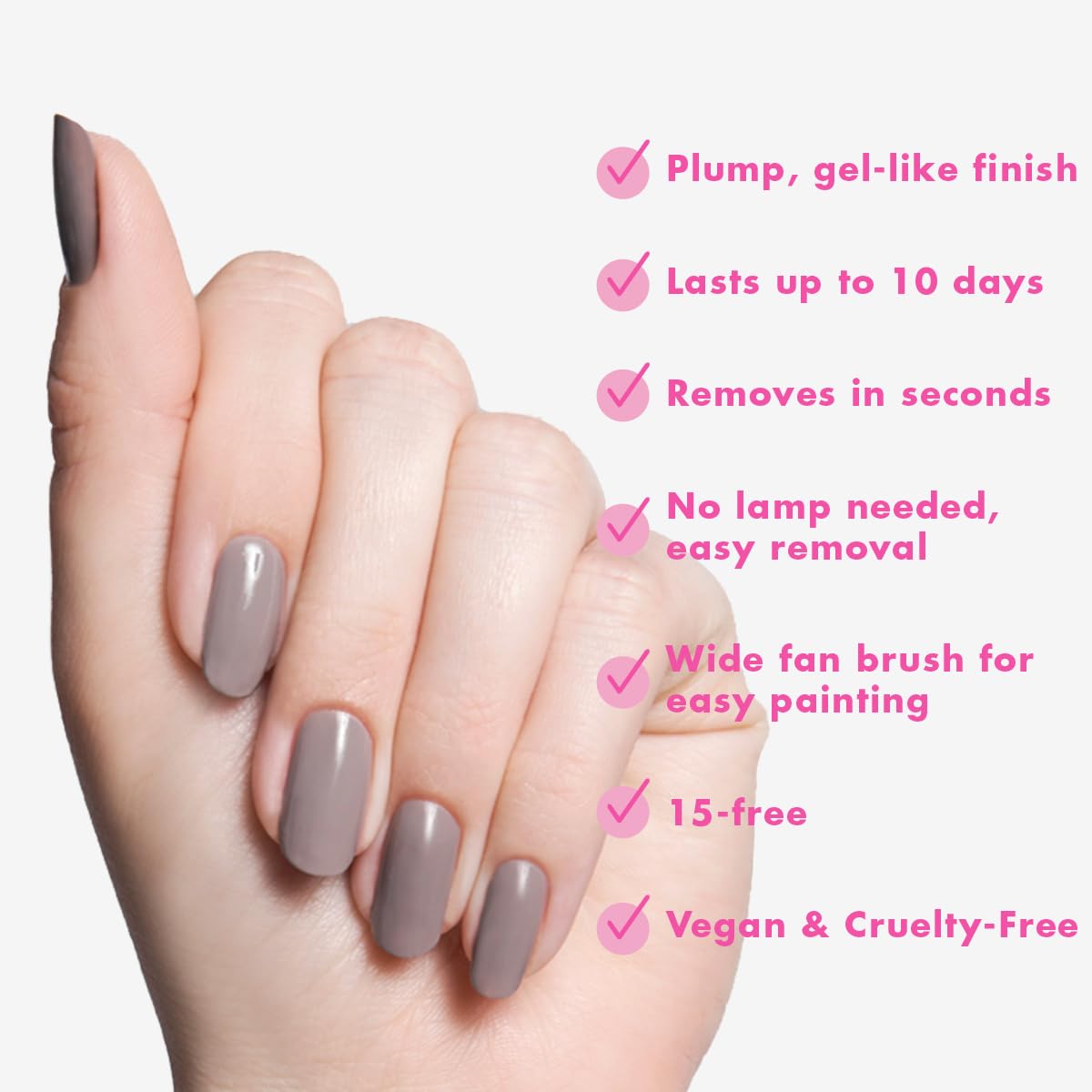 Olive & June Long Lasting Nail Polish | Plump, Gel-Like Finish No Lamp Needed | Lasts up to 10 days | Salon-Quality Color at Home | 15-Free, Vegan & Cruelty-Free Chip-Resistant Shine | AW Warm Grey-Velvo Beauty