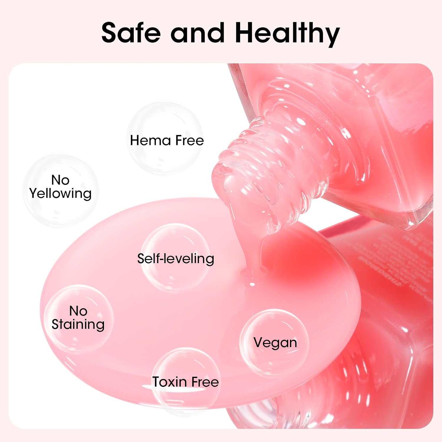 GELLEN Clear Nail Polish Base Coat Sheer Tinted Pink, Natural Color Regular Nail Polish, Calcium Formula Strengthens Nails, Enhances Natural Look, Quick Air Dry, Hema Free, Non-toxic, Anti-yellowing-Velvo Beauty