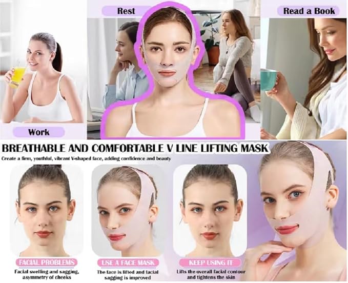 2pc V Line Face Lifting Strap - Chin and Cheek Lifting Bandage for V Face Lift - Sleeping Mask Strap for Women - Gift Idea-Velvo Beauty