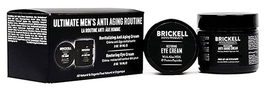 Brickell Men's Ultimate Anti-Aging Routine, Anti-Wrinkle, Night Face Cream and Eye Cream to Reduce Puffiness, Wrinkles, Dark Circles, Under Eye Bags, Natural and Organic, Unscented-Velvo Beauty