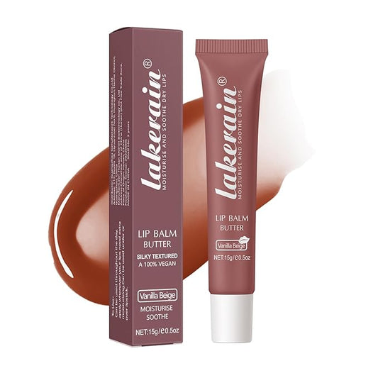 Moisturizing Lip Balm Butter for Dry Cracked Lips,Day/Night Hydrating Lip Mask, Ultra-Nourishing Lip Care Moisturizer for Soft, Smooth and Supple Lips (Vanilla Beige)-Velvo Beauty