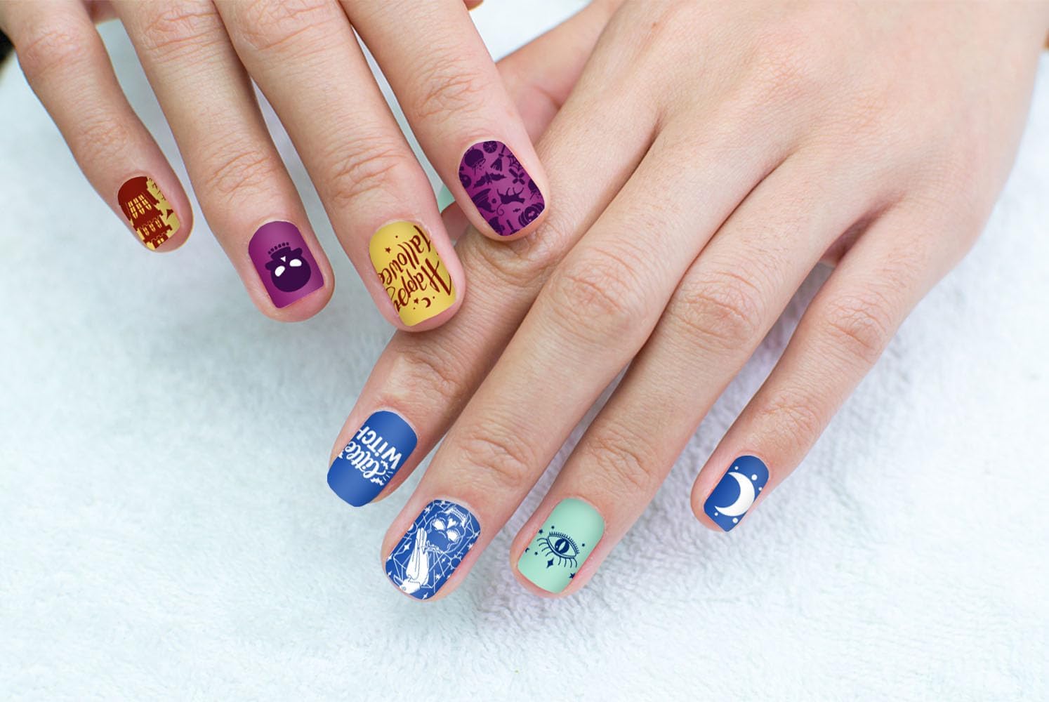 ALIBBON 6 Pcs Halloween Nail Stamping Plates Set, Ghost Pumpkin Background Nail Art Stamp Templates, Cat Spider Web Stamp Templates Kit, Castle Grave Metal Nail Plates for DIY Printing Decor-Velvo Beauty