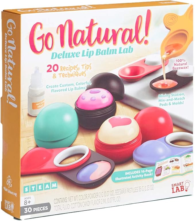 SmartLab Toys Go Natural Deluxe Lip Balm Lab with 20 Recipes, Tips and Techniques. STEM Science Lab-Velvo Beauty