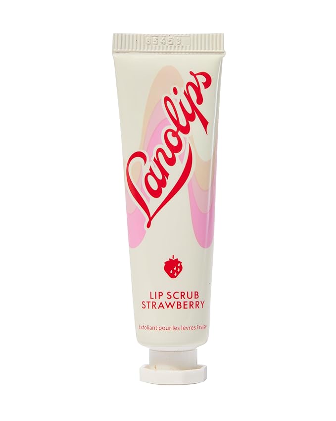 Lanolips Lip Scrub - Natural Lip Exfoliator Made with Lanolin, Vitamin E & Finely Ground Strawberry Seeds - Gentle Sugar Scrub for Healthy, Soft Lips - Strawberry (.35 oz)-Velvo Beauty