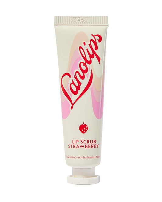 Lanolips Lip Scrub - Natural Lip Exfoliator Made with Lanolin, Vitamin E & Finely Ground Strawberry Seeds - Gentle Sugar Scrub for Healthy, Soft Lips - Strawberry (.35 oz)-Velvo Beauty
