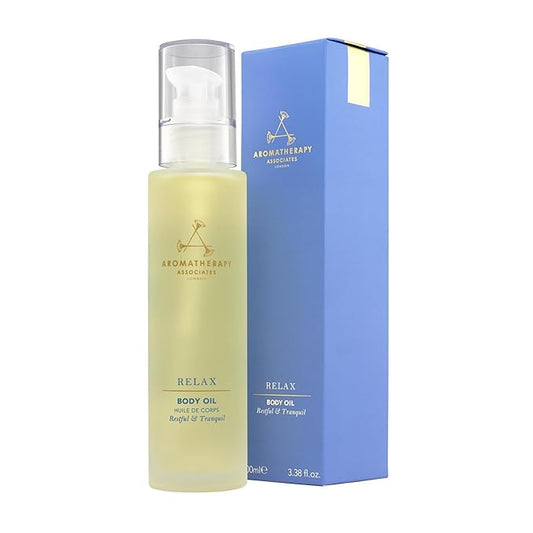 Aromatherapy Associates Relax Body Oil. Luxurious Blend of Oils for a Nourished Body. Made with Vetivert, Chamomile and Ylang Ylang Essential Oils (3.4 fl oz)-Velvo Beauty