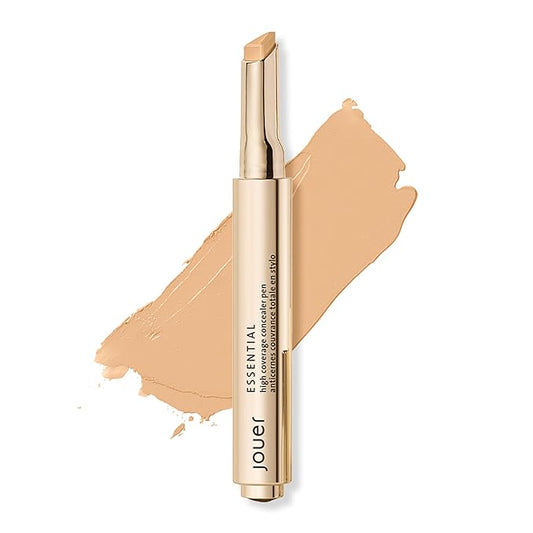 Jouer Essential High Coverage Concealer Pen - Under Eye Concealer for Dark Circles - Brightening Makeup for Eye Circles - Color Corrector Eye Primer with Hyaluronic Acid and Vitamin E-Velvo Beauty