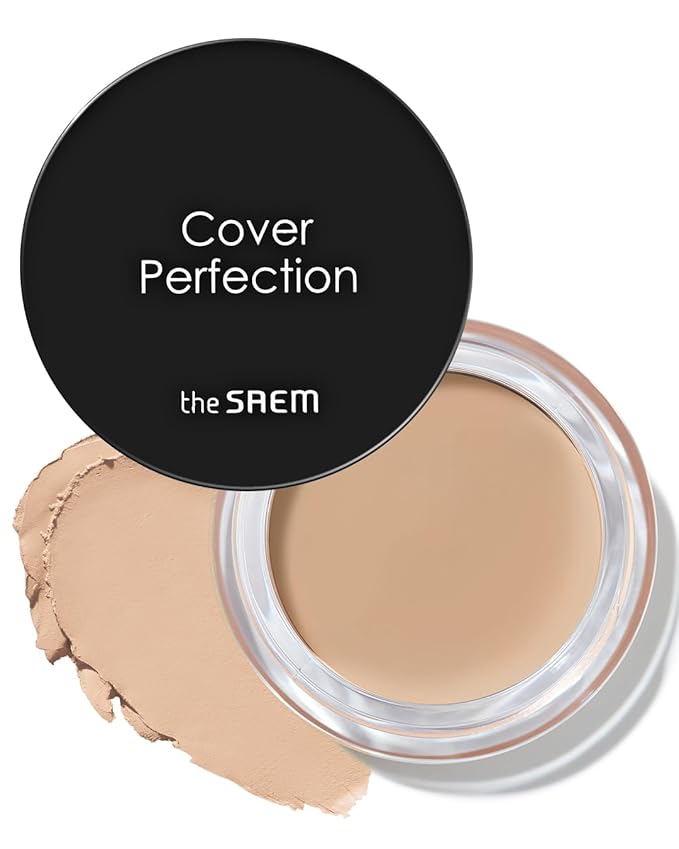 THESAEM Cover Perfection Pot Concealer #01 Clear Beige - High Adherence & Coverage Balm, Conceals Blemish & Acne Spots, Matte Finish Sebum Control for Oily and Combination Skin-Velvo Beauty