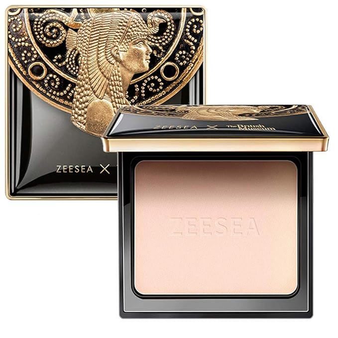 ZEESEA Pressed Powder The British Museum Egypt Series Long Lasting Oil Control Facial Finishing Brighten Setting Powder Multi-use Foundation (#00 Light Beige)-Velvo Beauty